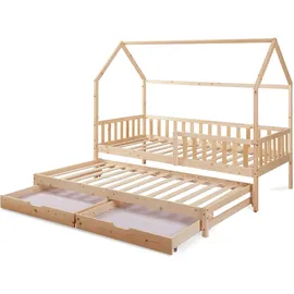 [en.casa] Kinderbett Aarghonmaa 90 x 200 cm Kiefer massiv natur beige
