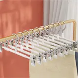 30 cm Metall Hosenbügel, 10 Stück Kleiderbügel mit rutschfest Clips,Rostbeständig Rockbügel Hosenbügel Platzsparend für Hosen Shorts Rock Socken Unterwäsche(weiß)