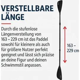TRIZAND 2in1 SUP & Kajak Paddel 163–229 cm schwarz