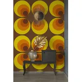 bricoflor Retro Tapete mit Kreisen in Orange Braun Gelb 70er Jahre Vliestapete Geometrisch Ideal für Wohnzimmer und Schlafzimmer