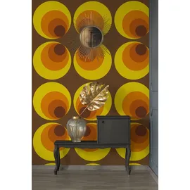 bricoflor Retro Tapete mit Kreisen in Orange Braun Gelb 70er Jahre Vliestapete Geometrisch Ideal für Wohnzimmer und Schlafzimmer