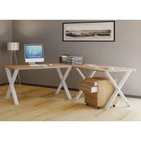 VCM Holz Schreibtisch Eckschreibtisch schlicht 130x130 Form links oder