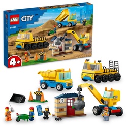 LEGO® Konstruktions-Spielset LEGO 60391 City (4) - Baufahrzeuge und Kran mit Abrissbirne