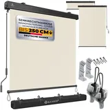 Kesser KESSER® Senkrechtmarkise 160x250cm Außenrollo Handkurbelmechanismus Balkonrollo Sonnen-und Sichtschutz Beschattung Sonnenschutz mit Kurbel Markisenkasten Balkon & Terrasse inkl Montageset & Abdeckung