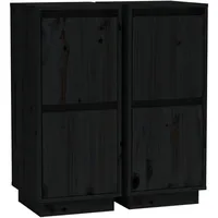 vidaXL Sideboards 2 Stk. Schwarz 31,5x34x75 cm Massivholz Kiefer