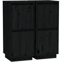 vidaXL Sideboards 2 Stk. Schwarz 31,5x34x75 cm Massivholz Kiefer