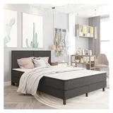 vidaXL Boxspringbett Dunkelgrau Stoff 180x200 cm
