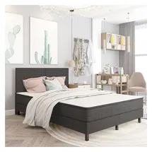 vidaXL Boxspringbett Dunkelgrau Stoff 180x200 cm