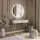 lookway SCHMINKTISCH SCARLETT MIT RUNDEM LED-SPIEGEL BEIGE + GOLD