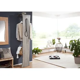 Massivmoebel24 Akazie Garderobenschrank 36x40x200 grau