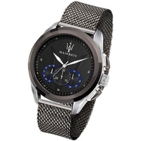 MASERATI Chronograph Maserati Edelstahl Armband-Uhr, (Chronograph), Herrenuhr Edelstahlarmband, rundes Gehäuse, groß (ca. 55x45mm) schwarz grau