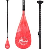 Abahub Carbon SUP Paddel, 3-teilig leichte SUP Paddel Ruder für Paddelboard, verstellbare Carbonschaft 172.7cm-213.4cm, rotbedrucktes Kunststoffblatt + Paddeltasche