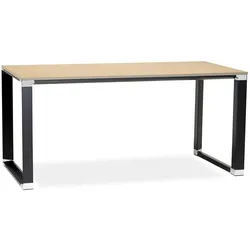 Kadima Design Schreibtisch | 160x80x74 cm | Geräumig Chromdetails Kontrastreich | Beige-Schwarz | Computertisch für Profis | Melaminholz