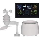 EMOS - profi Funk-Wetterstation mit Außensensor - Touchscreen-Display, Wind- & Regenmesser, Wettervorhersage, Innen/Außentemperatur - DCF Funkuhr - 15 Funktionen - inkl. Netzteil, Wand/Tischhalterung