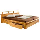 OTTO home Funktionsbett "FINJA " Kieferbett, Futonbett, Kopfteil mit Ablagefläche, zertifiziertes Massivholz, Schubkästen optional braun