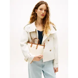 Tommy Hilfiger TH Monoplay Mini Tote Schultertasche Kunstleder Beige/Braun