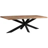 Natur24 Esstisch Sturdy Tree Tisch 220x100x76 cm Mangoholz Stahl Natur Schwarz