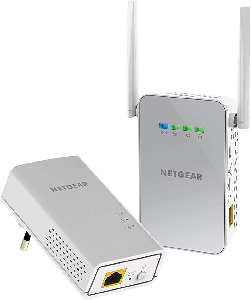 Netgear PLW1000 PowerLINE Set (1x Adapter AC-WLAN Access Point und 1x Adapter GB-LAN-Port, Geschwindigkeit bis zu 1000 MBit/s, WiFi PowerLAN Set für Internet über die Steckdose)