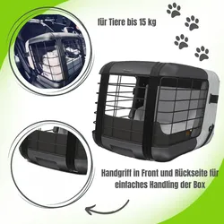 4Pets Dog Caree Transportbox für Haustiere bis 15 kg, Modell: Black Series