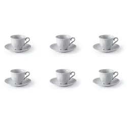Excelsa Set Von 6 Espressotassen Mit Untertassen Elisa Rococo' 10 Cl Porzellan Weiß