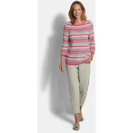 GOLDNER Rundhalspullover mit Ringel-Muster Pink 50