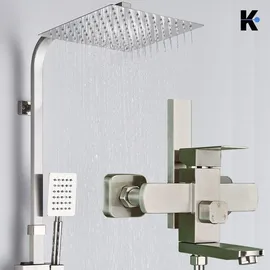 klarwerk LANA Duscharmatur Set mit Regendusche & Handbrause Silber 27271000