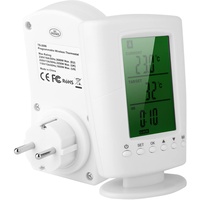 ASHATA kabelloser programmierbarer Thermostatstecker, programmierbarer kabelloser Thermostat und Steckdose Intelligente Haushalts-Temperaturregelsteckdose mit LCD-Display(EU)