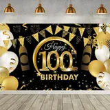 PLATEYTR 100. Geburtstag Party Dekoration,Banner 100 Geburtstag Roségold,Extra Große Fotografie Hintergrund Schild Poster für 100 Geburtstag Party Kuchen/Tabelle/Mauer/Garten Dekoration