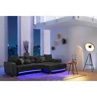 Jockenhöfer Gruppe Ecksofa Laredo, inklusive RGB-LED-Beleuchtung und Bluetooth-Soundsystem schwarz