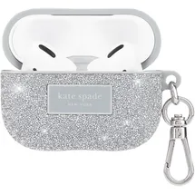 kate spade new york Crystal Pave Silberne AirPods Pro-Schutzhülle mit Schlüsselanhänger, kompatibel mit AirPods Pro 2./1. Generation