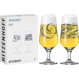 Ritzenhoff & Breker RITZENHOFF Bierglas 300 ml - 2er Set Brauchzeit, Motiv Nr. 2 - Wasser, mehrfarbig - Made in Germany