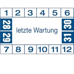 Dreifke® Aufkleber | Etikett letzte Wartung ab 28 weiß/blau - 40x25 mm Folie selbstklebend, 10 St