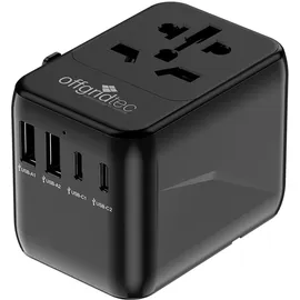 Offgridtec Reiseadapter Universal Weltweit 2x USB-A und 2x USB-C Schwarz