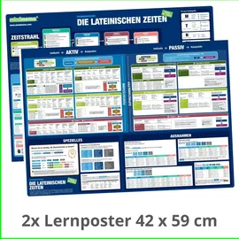 räder mindmemo Lernposter 2er Set - Die lateinischen Zeiten, Grammatik Übersicht, 2x Poster DIN A2 42x59 cm Premium Edition, Transportrolle: Latein lernen ... DIN A2 42x59 cm PremiumEdition in Schutzröhre