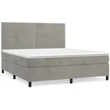 vidaXL Boxspringbett mit Matratze Hellgrau 180x200 cm Samt