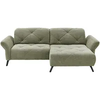 Moderano Ecksofa Beach, Grün, Metall, 2-Sitzer, Ottomane rechts, L-Form, 262x173 cm, Lederauswahl, Stoffauswahl, Rücken echt, Wohnzimmer, Sofas & Couches, Wohnlandschaften, Ecksofas