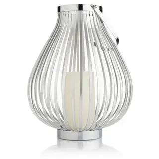 ELAMBIA Design-Laterne aus Metall inkl. LED-Kerze Timer, Höhe 30cm