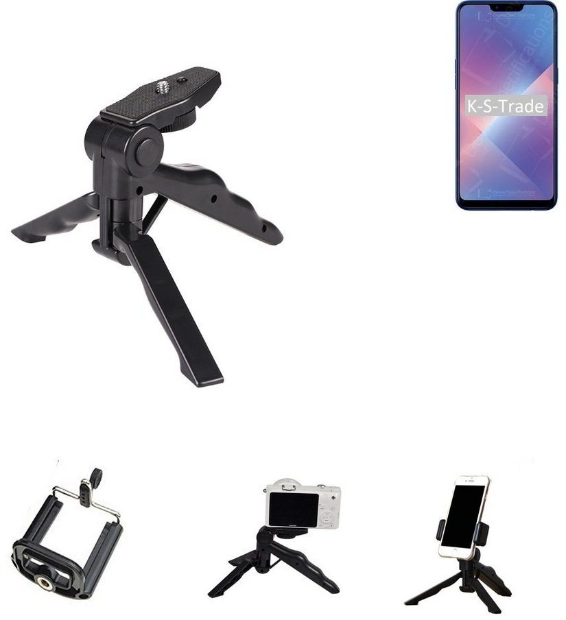 K-S-Trade für Oppo A5 Smartphone-Halterung, (Stativ Tisch-Ständer Dreibein Handy-Stativ Ständer Mini-Stativ) schwarz