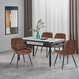 Woltu Esszimmerstuhl Kunstleder braun 6er Set