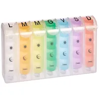 GIMA Pillendose mit 7 Behältern in verschiedenen Farben, abnehmbar, italienische Sprache.
