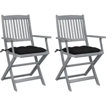 vidaXL Klappbare Gartenstühle 48,5 x 57 x 91 cm schwarz 2 St.