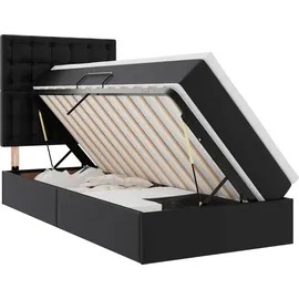 vidaXL Bett mit Stauraum und LED Schwarz 90 x 200 cm Kunstleder