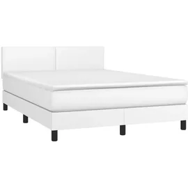 vidaXL Boxspringbett mit Matratze Weiß 140x200 cm Kunstleder