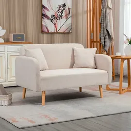 Homcom Sofa, Doppelsofa, LxBxH: 130 x 70 x 80 cm | weiss