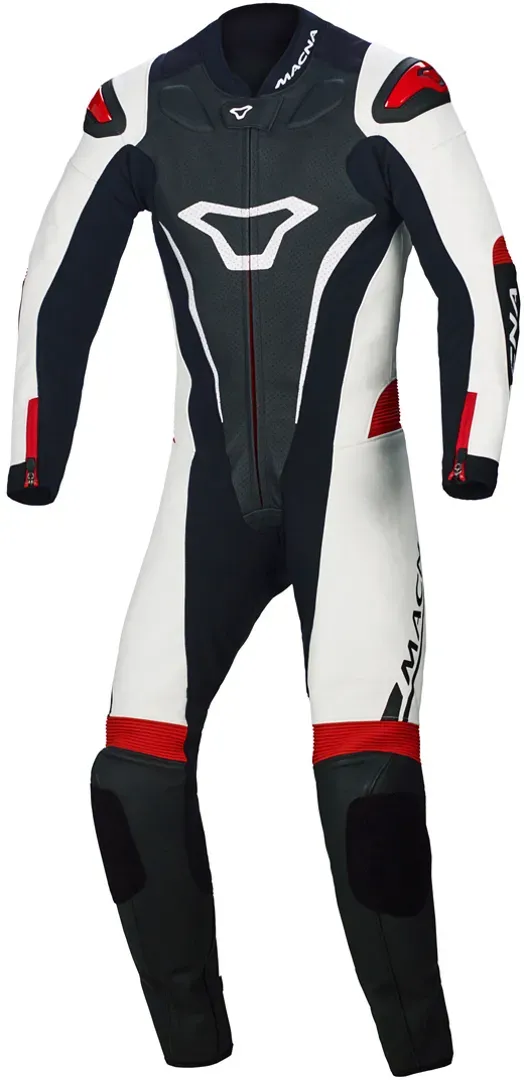 Macna Junior Kinder 1-Teiler Motorrad Lederkombi, schwarz-weiss-rot, Größe 60 62 122