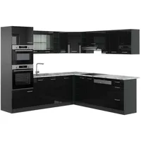 Vicco Winkelküche R-Line L-Form 237 cm Schwarz Hochglanz