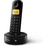 Philips Schnurloses Telefon - D1651B/01 - DECT Telefon - Haustelefon - Festnetzanschluss - Anrufbeantworter - Schwarz, Black