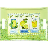 Lashuma Melamin Tablett gelb grün, Design: Zitrone, Italienisches Küchentablett eckig 38x27 cm