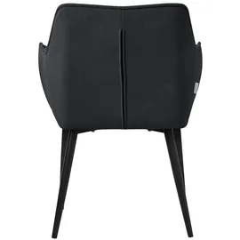 ML-Design Esszimmerstühle 2er Set aus Frotteestoff, Schwarz, Küchenstuhl dickem gepolsterter Sitz & Metallbeinen, Wohnzimmerstuhl mit Rücken- und Armlehnen, Polsterstuhl, Ergonomischer Loungesessel