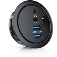CSL Kabeldurchführung mit USB Hub, 2x USB-A, 1x USB-C, Audioanschluss